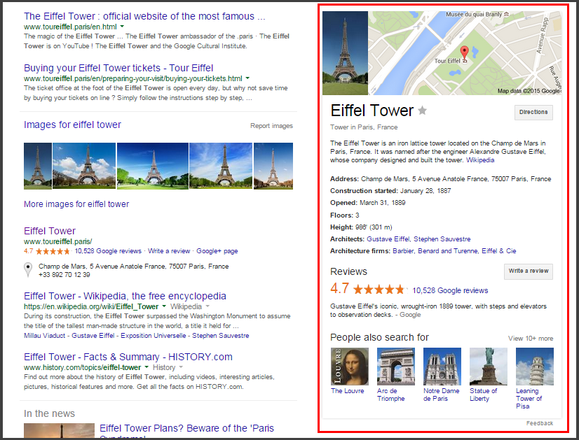 Knowledge Panel for Eiffel Tower
